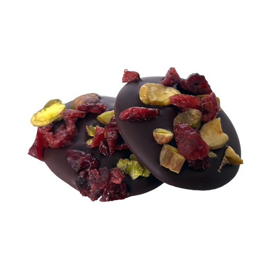 Cranberry & Pistachio Chocolate Discs