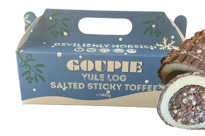 vegan salted sticky toffee chocolate yule log